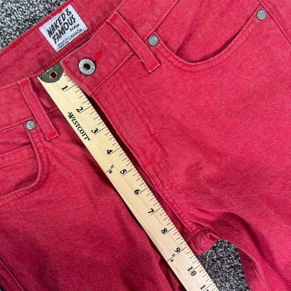 Naked & Famous Skinny Guy Red Stretch Japanese Denim Jean Men 32 Casual Slim Fit - Picture 10 of 13